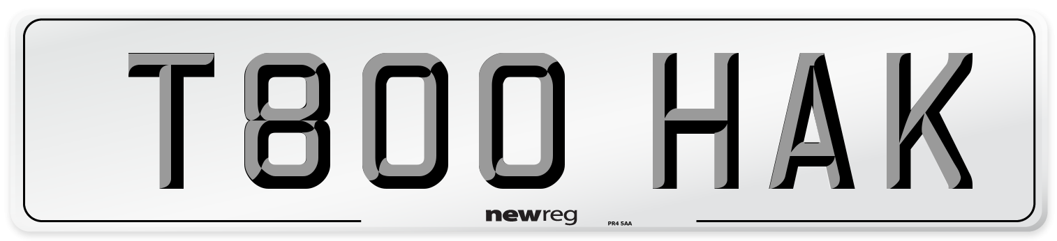 T800 HAK Number Plate from New Reg